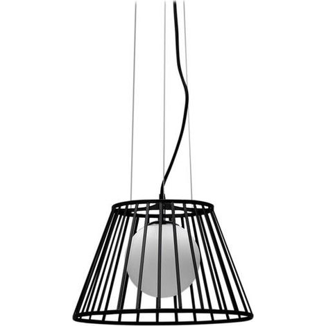 Schwarze Metall-Hängelampe mit Lampenschirm D25/35xD20/35x120h cm (1/4)