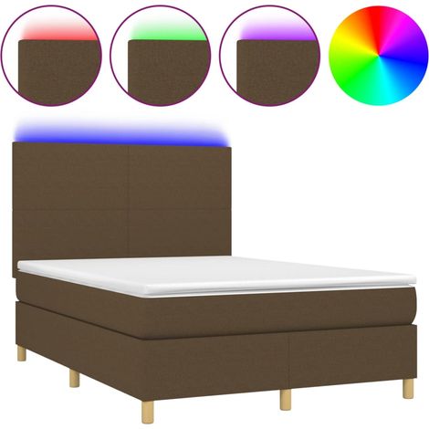 Maison Exclusive - Letto a Molle Materasso e LED Marrone Scuro 140x200 cm Tessuto
