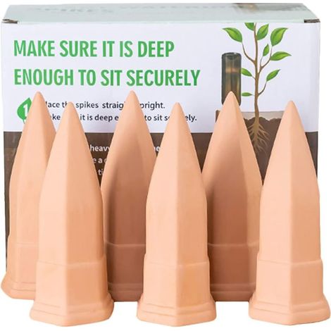 Lot de 6 Oyas en terre cuite, pots auto-arrosants, cônes d'arrosage en terre cuite, dispositif d'irrigation goutte-à-goutte pour plantes d'intérieur (1/5)