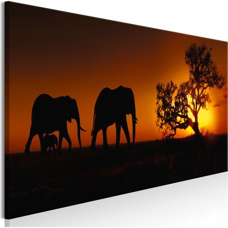 Tableau Imprimé "Elephant Family Orange" 50 x 150 cm (1/2)