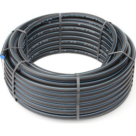 Tuyau PE haute densité bande bleue 50m – Ø25mm – Pression 16 bars – Adduction eau potable – Normes NF 114
