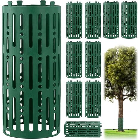 10 Pièces Protections Tronc Arbre, Protection de Tronc Arbre Plastique avec Crochets de Verrouillage, Protection Arbre Résistante aux Intempéries (1/5)