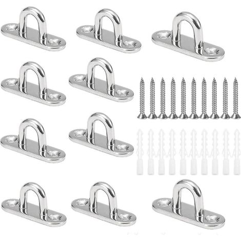 10 Pices M5 Crochets De Plafond En Forme U En Acier Inoxydable 304 De Base 15 X 45mm Support Mural Plaques  Oeil Pour Fixer Les Cordons Sur Bateau (1/5)