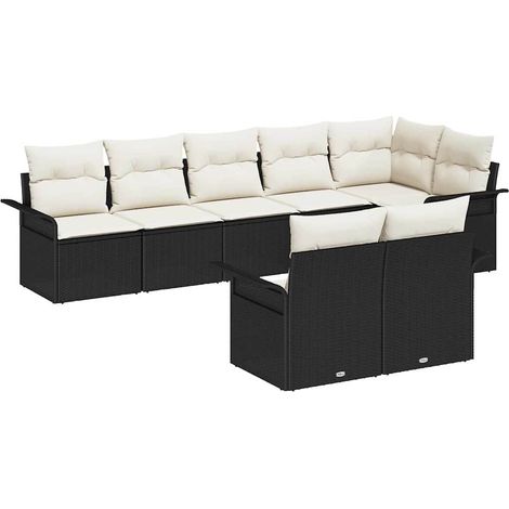 Garden Sofa Set with Storage 8 pcs Black Poly Rattan vidaXL