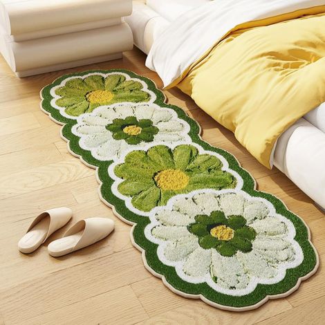 Tapis de Bain 40 120cm Tapis de Bain Antidérapant, Marguerites Tapis de Sol antidérapant en Forme de Fleur pour Chambre à Coucher Super Absorbant et Lavable en Machine (1/5)