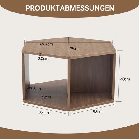 Table basse hexagonale multifonctionnelle 79x69,4x40 cm au design moderne. Facile à monter,s’adapte à tout espace et offre un rangement pratique.