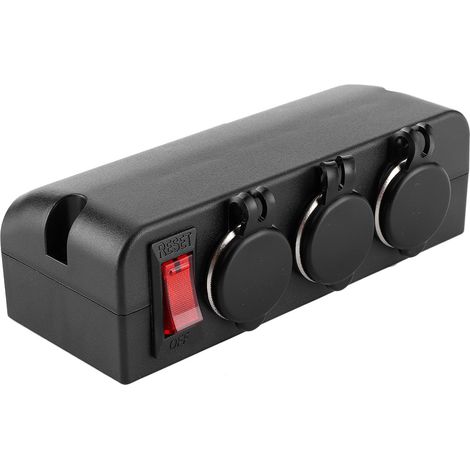Adaptateur allume-cigare 1224 V, 3 prises, 16 A, étanche, protection contre les surcharges et interrupteur de coupure. (1/5)