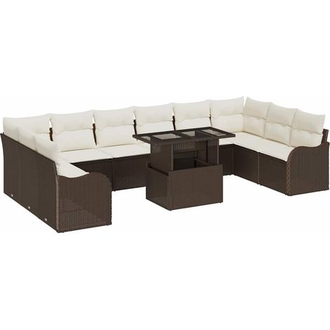 Maison Exclusive - Set Divano da Giardino 11 pcs Marrone Rattan in Polipropilene