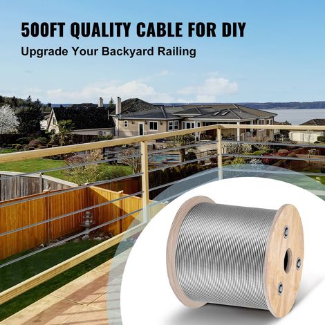 Câble en Acier Inoxydable 316, Câble Métallique 150 m, Câble d'Acier Résistance à la Rupture 771 kg, Construction 7x7 Forte Tension Surface Lisse pour Porche Corde à Linge Clôtures de Jardin (1/5)