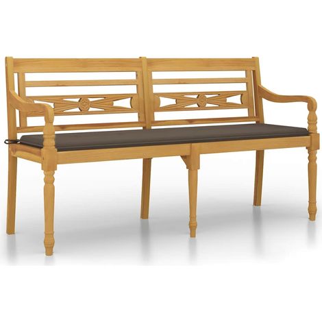 Maison Exclusive - Batavia-Bank mit Taupe Kissen 150 cm Massivhol