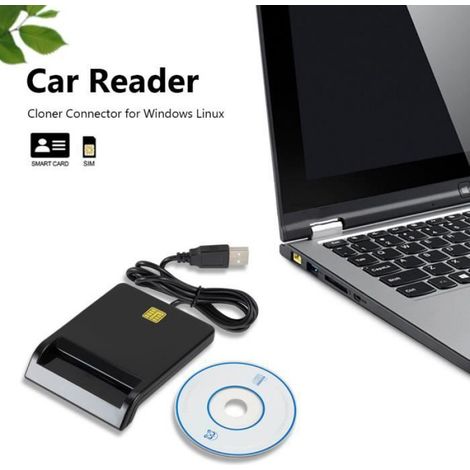 Lecteur de carte intelligent USB portable,DNIE CAC IC ID,prise en charge du système Windows Linux- Black[D3319] (1/4)