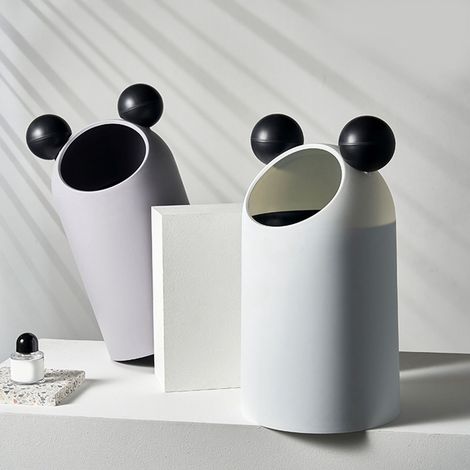 Abfalleimer mit extra großem Fassungsvermögen und schräger Öffnung, modernes und robustes Design für Küche, Bad und Büro – Weiß (1/5)