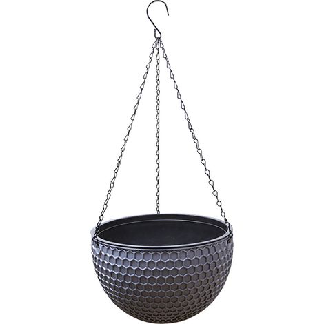 Panier Suspendu - Pot Rond en Plastique avec Drainage et Chaîne de Suspension - Pour Intérieur et Extérieur - 1 Pièce (1/5)