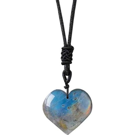 Pendentif Labradorite - Pierre de Coeur Naturelle - Poli et Lisse - Gris - Mixte (1/5)