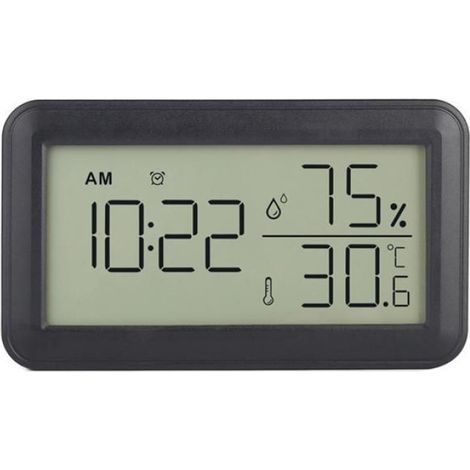 ThermomèTre HygromèTre IntéRieur avec RéVeil, ThermomèTre NuméRique LCD, pour Chambre, Salon, Cave à Vin (Noir) (1/4)