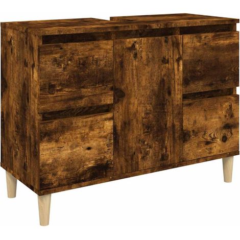Waschbecken/Waschmuschel/Waschtischunterschrank Räuchereiche 80x33x60 cm Holzwerkstoff (1/5)
