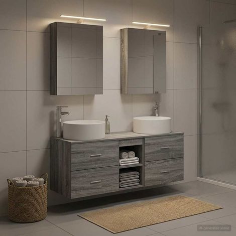 vidaXL Bathroom Furniture Set 5 pcs Grey Sonoma (1/5)
