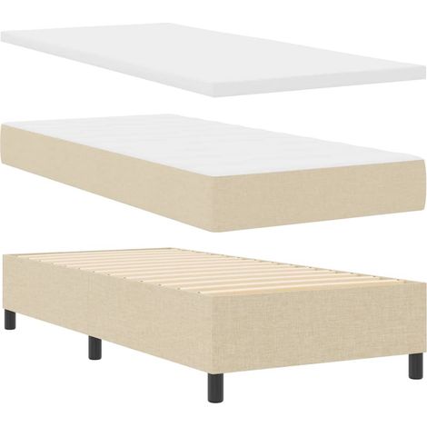Box Spring Bed with Mattress Cream 90 x 190 cm Fabric vidaXL (1/5)