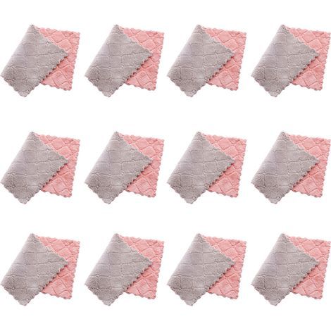 Küchenhandtuch – Korallensamt – extrem saugfähig – schnelltrocknend – maschinenwaschbar – 12er-Pack (1/5)