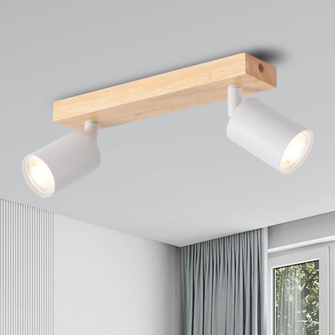 Ceiling spotlights, 2 indoor LED ceiling spotlights, GU10 base, white ceiling spotlights with rectangular base, rotating LED ceiling spotlights (no bulbs). (1/5)