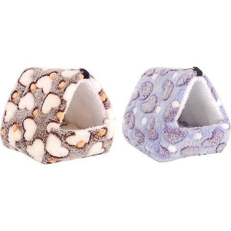 Petite maison suspendue pour animaux, lot de 2 nids douillets en coton pour hamster, tapis de couchage suspendu d'hiver 14 x 12 cm (1/5)