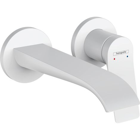 Robinet de lavabo encastré pour montage mural avec bonde de vidage indétectable, robinet de salle de bain économe en eau, blanc mat (1/5)