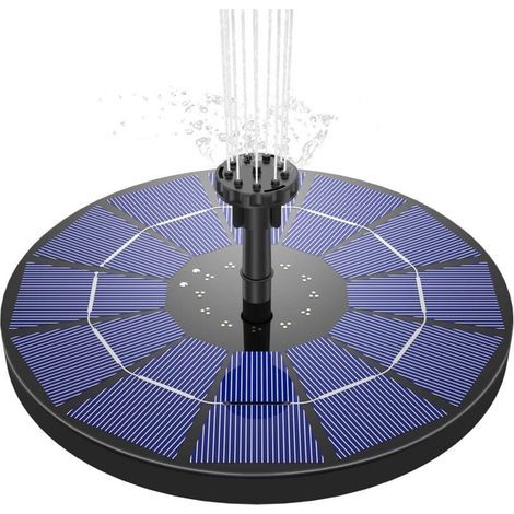 Fontaine solaire pompe 3,5 W Fontaine de jardin solaire Flotté solaire Panneau intégré Batterie avec 6 buses Idéal pour petit étang salle de bain d'oiseaux Fish Tank Décoration de jardin 18 cm (1/5)