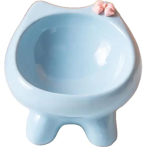 Bol pour chat, design incliné à 15 degrés, céramique de haute qualité, Bleu (1/2)