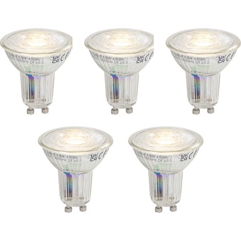 QAZQA Juego de 5 bombillas LED GU10 50 regulables 3,9W 450 lm