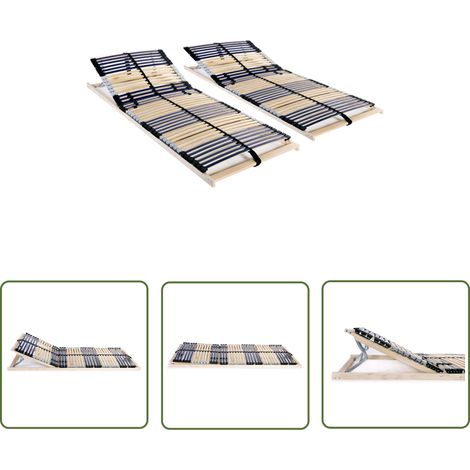 The Living Store Sommiers à lattes sans matelas 2 pcs avec 42 lattes 70x200 cm - Sommier À Lattes - Cadre De Lit - Sommier Double - Lit Plateforme - Support De Matelas (1/5)