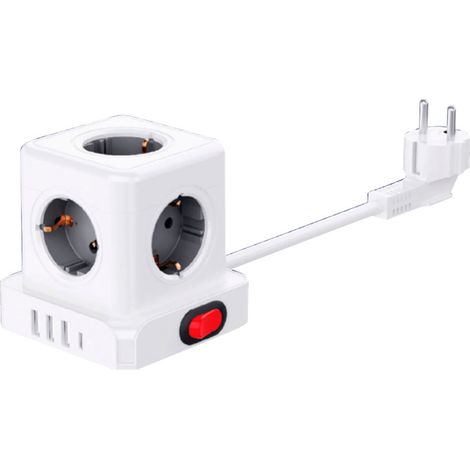 Base Aérienne Fbright 5 Prises Schuko + 4 Usb Multiprise 5 Prises Schuko + 4 Ports Usb Avec Interrupteur - Fbright