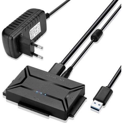 Adaptateur USB 3.0 vers IDE SATA - ZGEER - 2.5\" 3.5\" HDD SSD - Noir - Transfert de données - Protection disque (1/4)