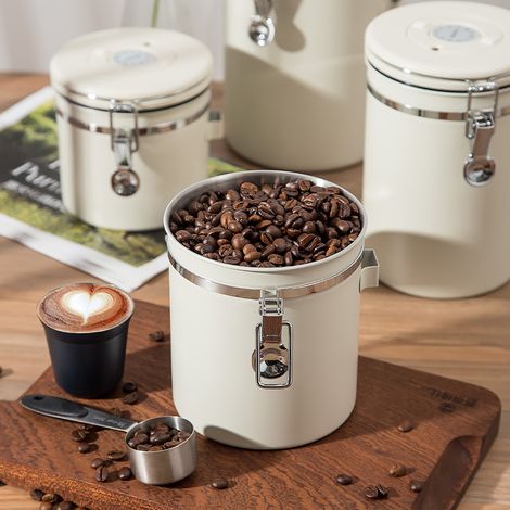 Bocal à café hermétique de 2800 ml en acier inoxydable 304 - Récipient de conservation - Boîte à grains de café - Pour conserver le café (1/5)