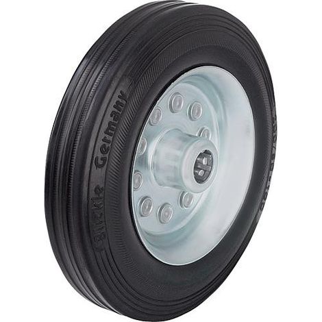Roue de guidage caoutchouc av jante acier VE 125/12R, charge 100 kg roue diam. 125 mm, trou axial diam. 12 mm