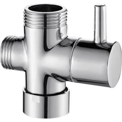 Valve 3 voies en laiton massif G1/2" Douchette Composants de Douche Raccord universels, Chrome DSF007 (1/5)