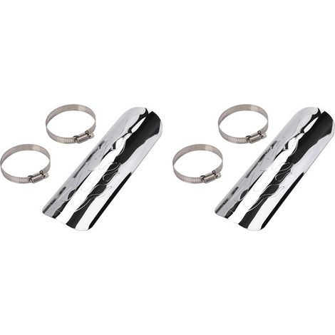 4x Copertura isolante termica per tubo di scarico della marmitta della moto Flame per chopper, colore argento