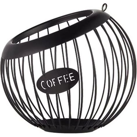 Organisateur de rangement en métal pour dosettes de café - Panier de rangement pour dosettes de café - Conteneur de grande capacité (1/5)