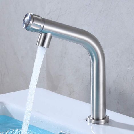 Robinet d'eau froide pour salle de bain, baignoire sur pieds et jardin extérieur - Acier inoxydable (1/4)