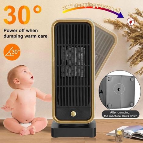 Petit Chauffage d'appoint, 500W Radiateur Soufflant Céramique, PTC Mini Chauffage Rapide Electrique pour Chambre, Bureau, Salon Por (1/5)