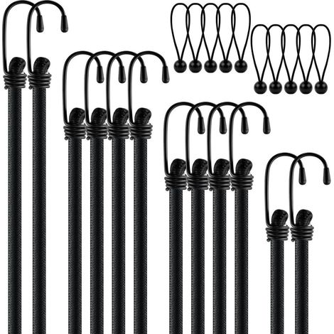 12er Set Spanngummis mit Haken, 4 Längen, wasserdicht, 8mm stark