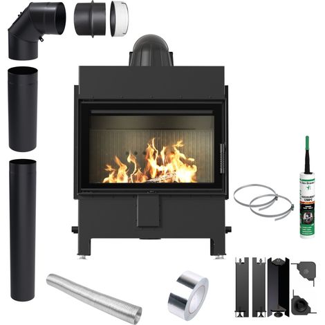 KRATKI LUCY 14 kW Ø200 ECO SCHWARZ Lufteinsatz Kamin Montageset Schließung (1/5)