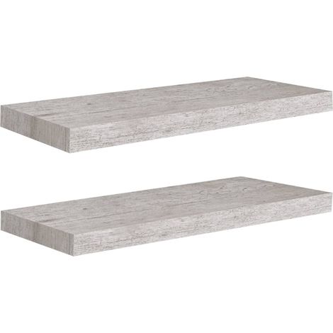 Étagères murales 2 pcs,Étagère flottante gris béton 60x23,5x3,8 cm MDF CFW80242 (1/5)