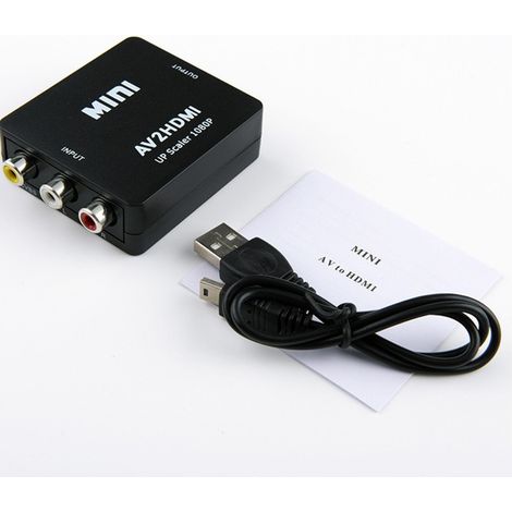 Adaptateur RCA vers HDMI, adaptateur AV HDMI 1080p, convertisseur audio/vidéo composite RCA CVBS AV vers HDMI. Compatible PS2/Wi (1/5)