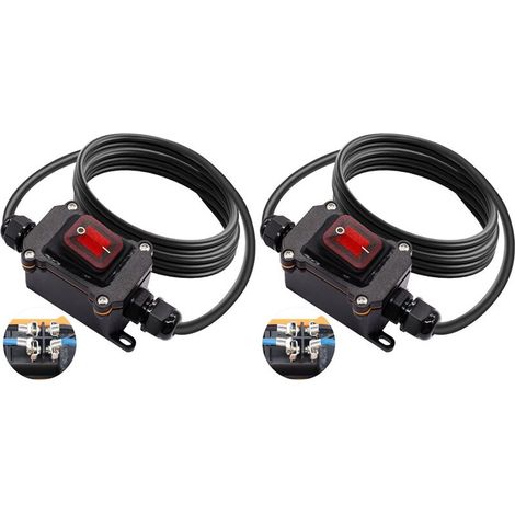 Interrupteur à bascule étanche enfichable, 12 V CC 20 A, 4 broches, 2 positions marche/arrêt, avec fil 14 AWG, adapté à une utilisation en extérieur. (1/3)