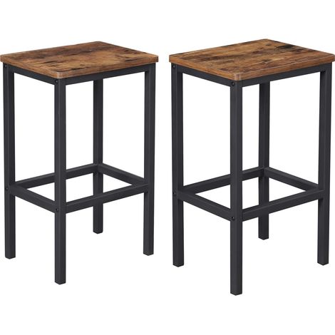VASAGLE Set di 2 Sgabelli da Bar, Sedie da Pranzo Alte, per Cucina, Sala da Pranzo, Soggiorno, Stile Industriale, Marrone Vintage e Nero LBC65X (1/9)