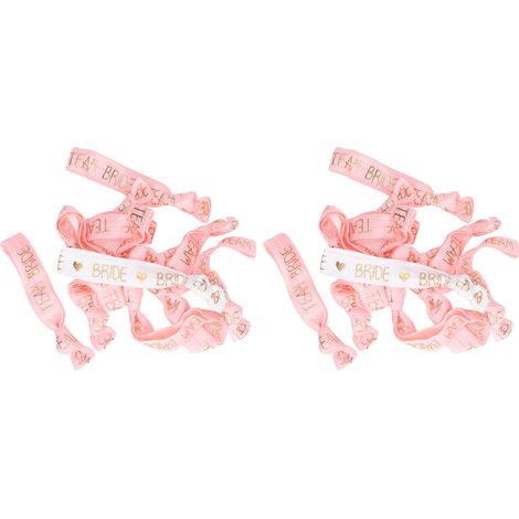 22Pcs Bride Tribe Hair Ties Adjustable Tightness Portability Bridesmaid Hair Ties Polyester for Wedding Decoration Pink White HM2242302 (1/5)