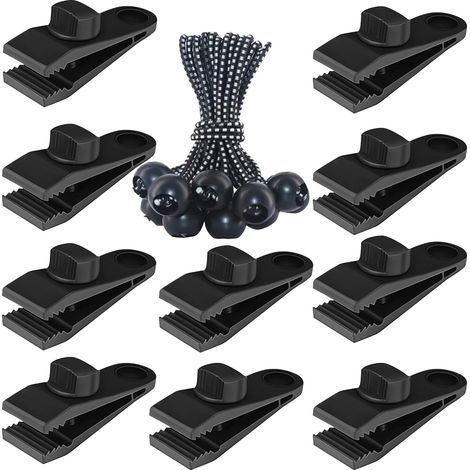 Lot de 12 pinces de bâche – Clips en nylon haute résistance – Tendeur élastique pour fixation – Idéal pour tentes et auvents