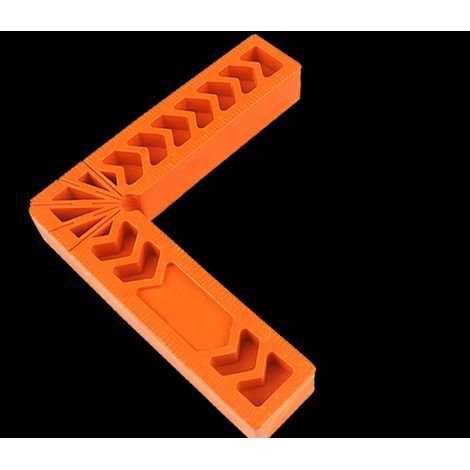 Étau d'établi en plastique à angle droit en forme de L (90°), règle d'angle droit en plastique avec échelle, support pour règle d'angle, outil de mesure pour le travail du bois, orange, 150 mm (6 pouc (1/4)