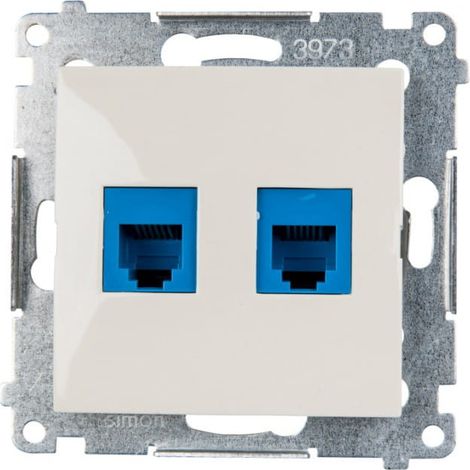 Prise téléphonique double Simon 54 2xRJ12 crème DT2.01/41