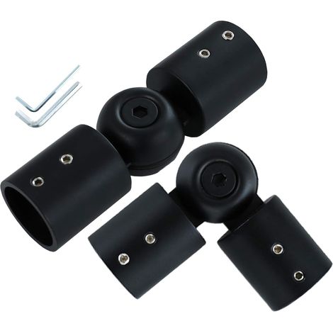 Connecteur Tringle Rideaux Angle Fenêtre, réglable stores baie 2.5cm/1.9cm noir/argent